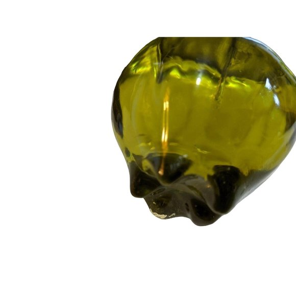 Art Glass Apple Paperweight Green Studio Art Hand Blown Stem - Picture 4 of 4